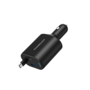 Powerology Type-C Retractable Car Charger - 115W Fast Charge Black