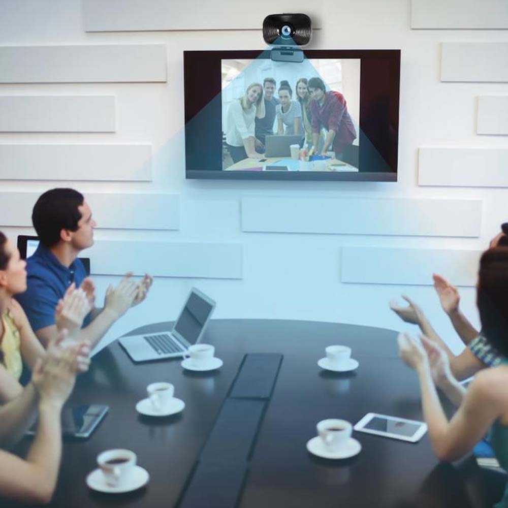 Conference Webcam Powerology 1080P HD Video Call Camera With Dual Mic & Tripod