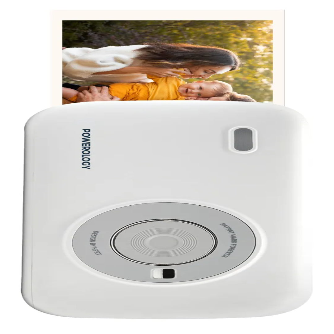 Mini Thermal Printer - Powerology Vivant Wireless Bluetooth Photo Printer White