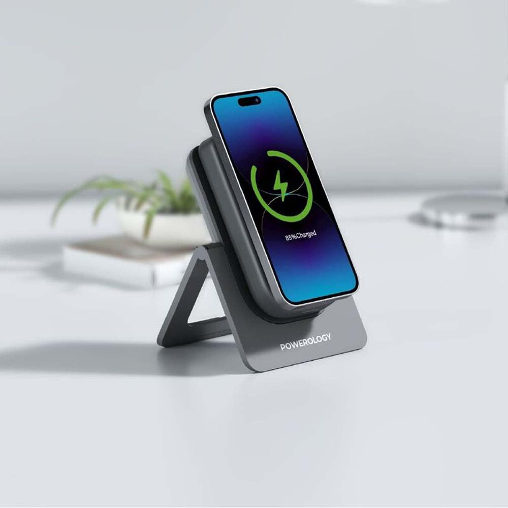 Powerology MagSafe Charger - 10000mAh Wireless Power Bank & Portable Charging Stand