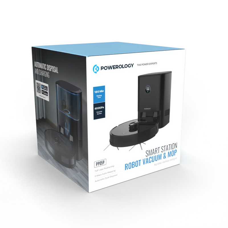 Smart Station Robot Vacuum & Mop - 4000Pa Suction Power Black