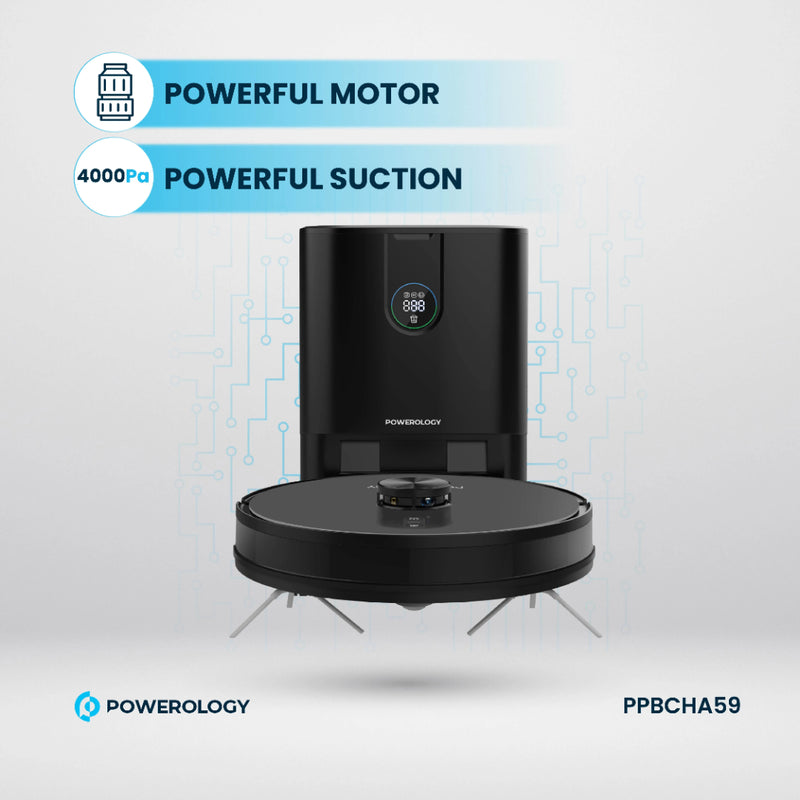 Smart Station Robot Vacuum & Mop - 4000Pa Suction Power Black