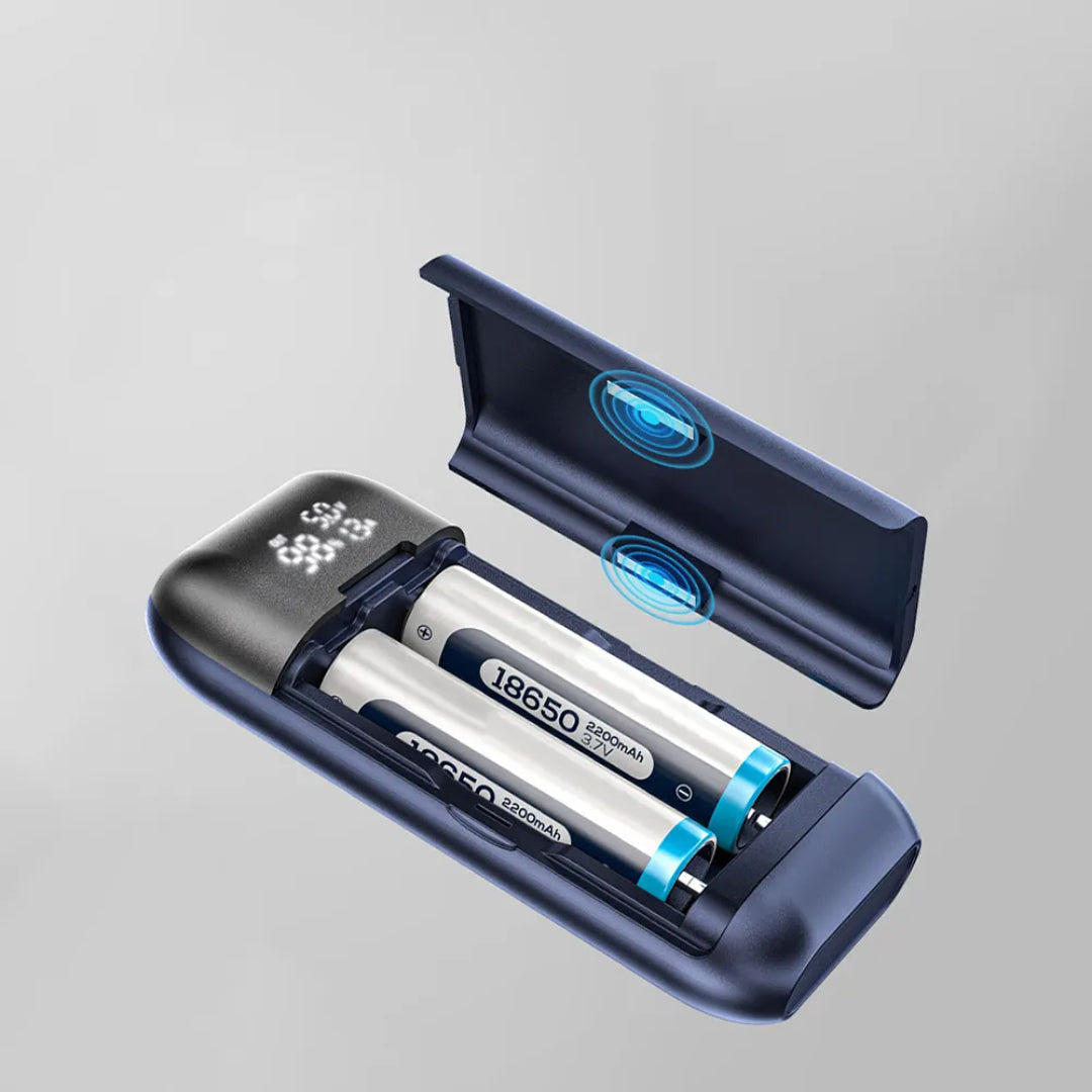 Powerology DIY Cell Powerbank - 15000mAh Portable Dual Battery Charger | USB-C Fast Charge