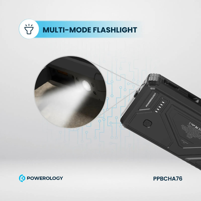 Powerology 20000mAh Solar Wireless Power Bank Black