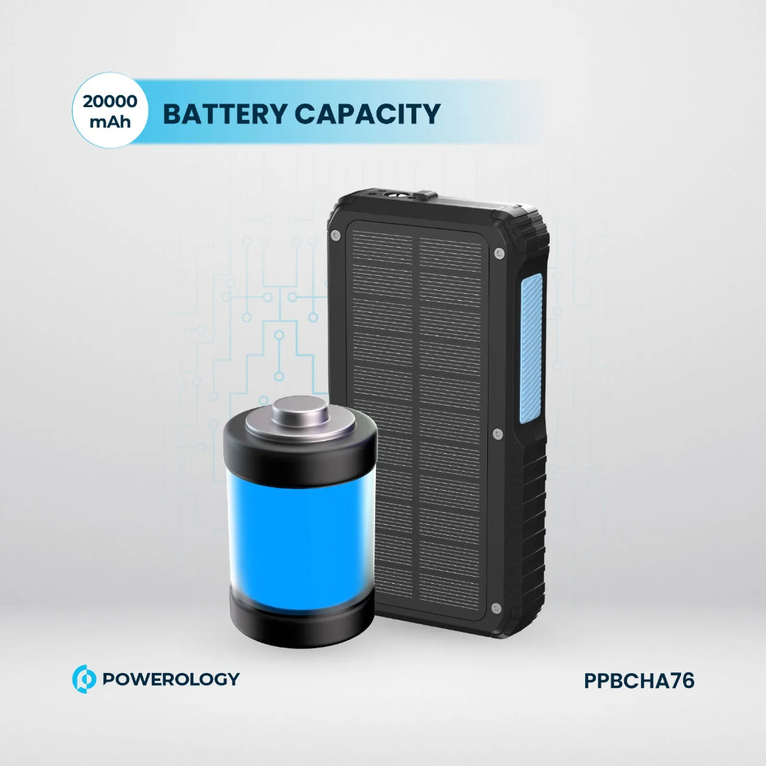 Solar Wireless Power Bank - 20000mAh Portable Fast Charging Power Bank With Retractable Cable
