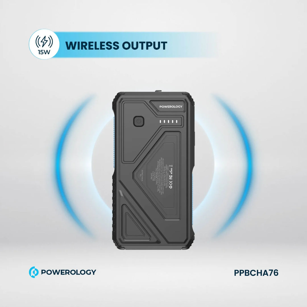 Solar Wireless Power Bank - 20000mAh Portable Fast Charging Power Bank With Retractable Cable