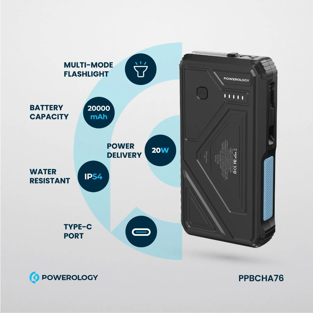 Solar Wireless Power Bank - 20000mAh Portable Fast Charging Power Bank With Retractable Cable