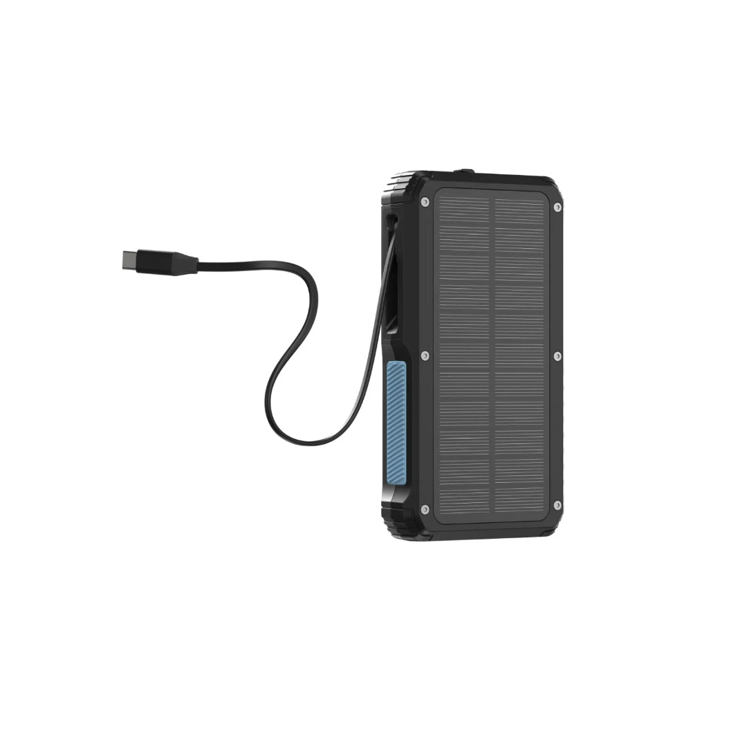 Solar Wireless Power Bank - 20000mAh Portable Fast Charging Power Bank With Retractable Cable