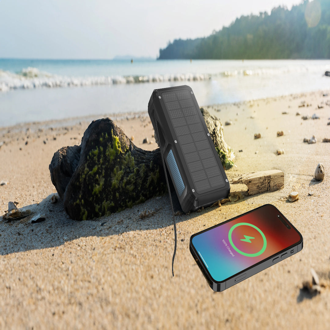 Solar Wireless Power Bank - 27000mAh Portable Charger with Fast Charging & Solar Panel