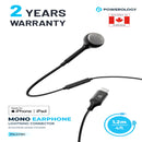 Powerology Mono Earphone with Lightning Connector - HD Sound Black