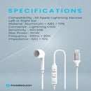 Powerology Mono Earphone with Lightning Connector - HD Sound White