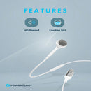 Powerology Mono Earphone with Lightning Connector - HD Sound White