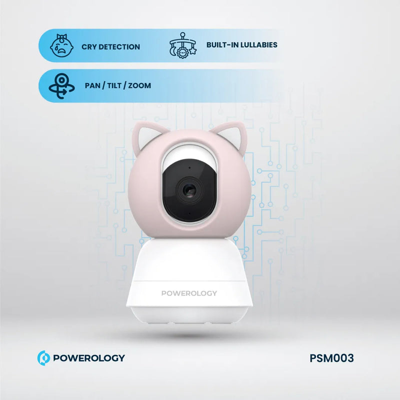 Powerology Smart Baby Monitor & App - 1080p, Night Vision Blue & Pink