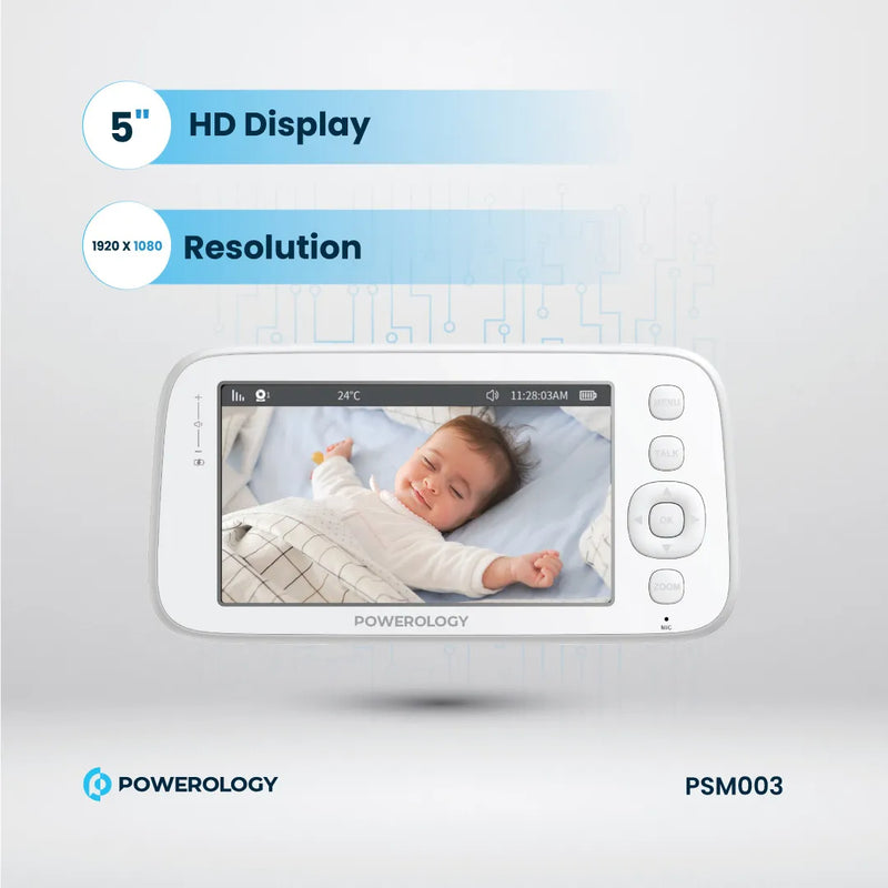 Powerology Smart Baby Monitor & App - 1080p, Night Vision Blue & Pink