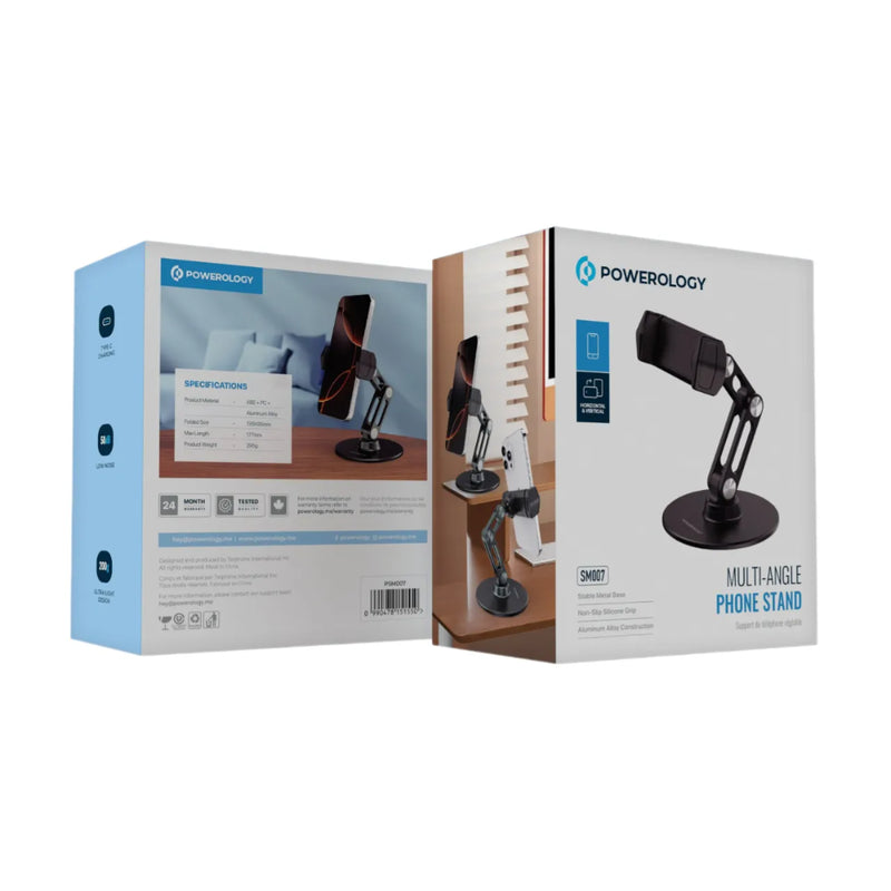 Powerology Multi-Angle Phone Stand - Adjustable & Stable Black
