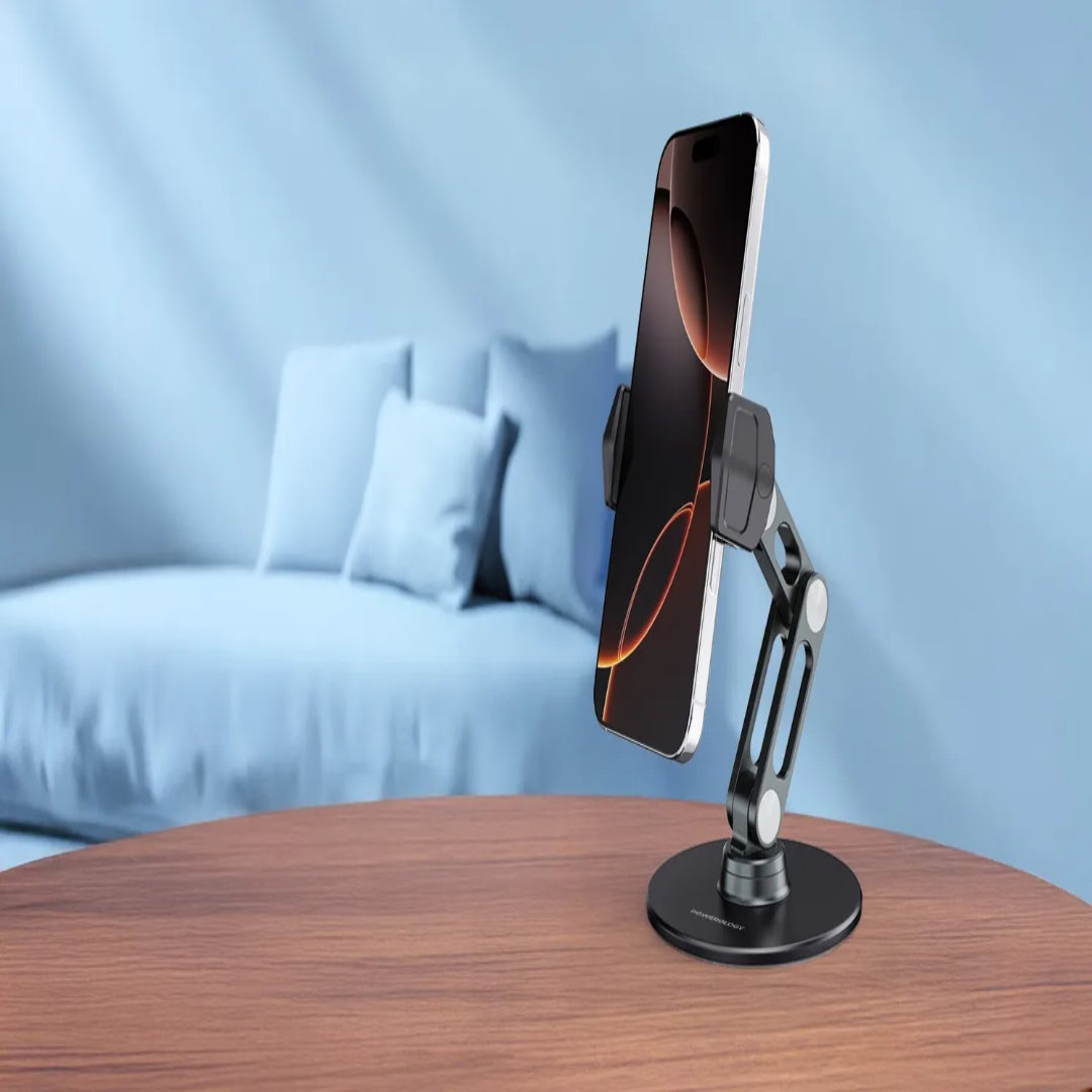Multi-Angle Phone Stand - Adjustable Stable Holder with Rotating Metal Base