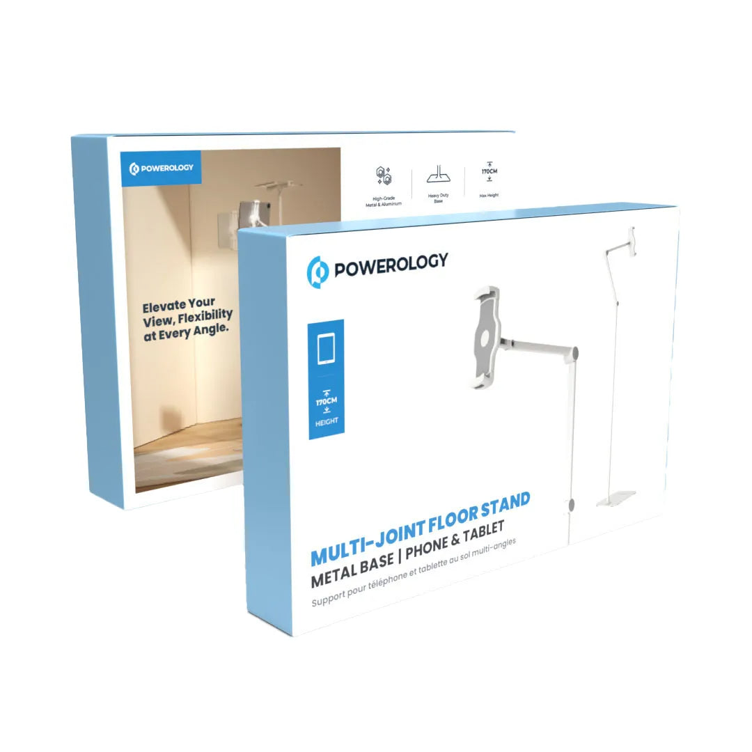 Multi-Joint Floor Stand – Adjustable Tablet Stand with Phone Holder & Metal Base