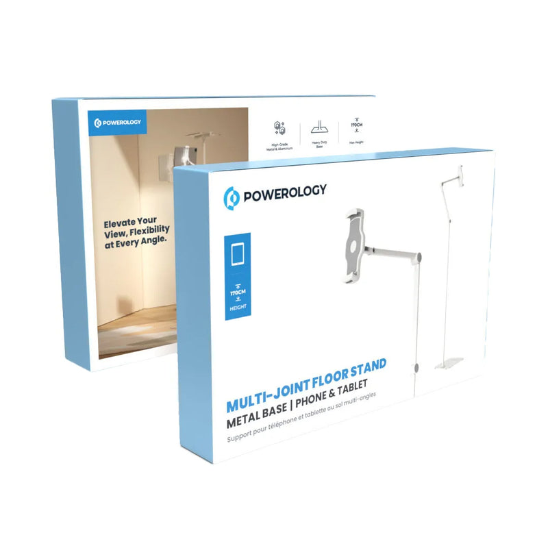 Powerology Multi-Joint Floor Stand with Metal Base & Phone Holder White