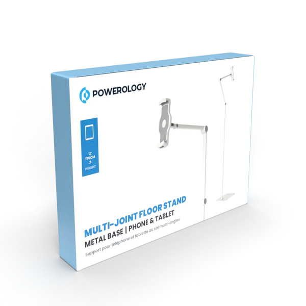 Powerology Multi-Joint Floor Stand with Metal Base & Phone Holder White