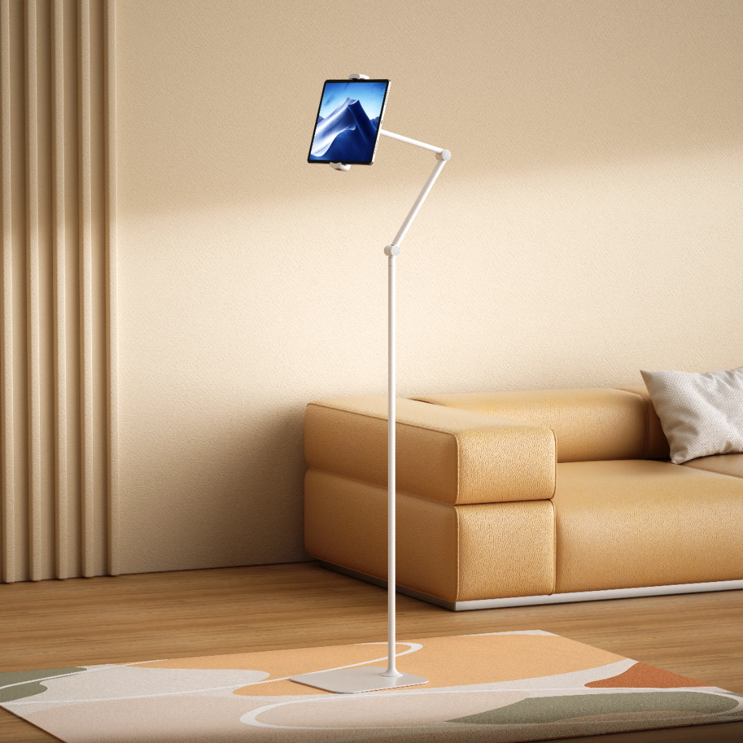 Multi-Joint Floor Stand – Adjustable Tablet Stand with Phone Holder & Metal Base