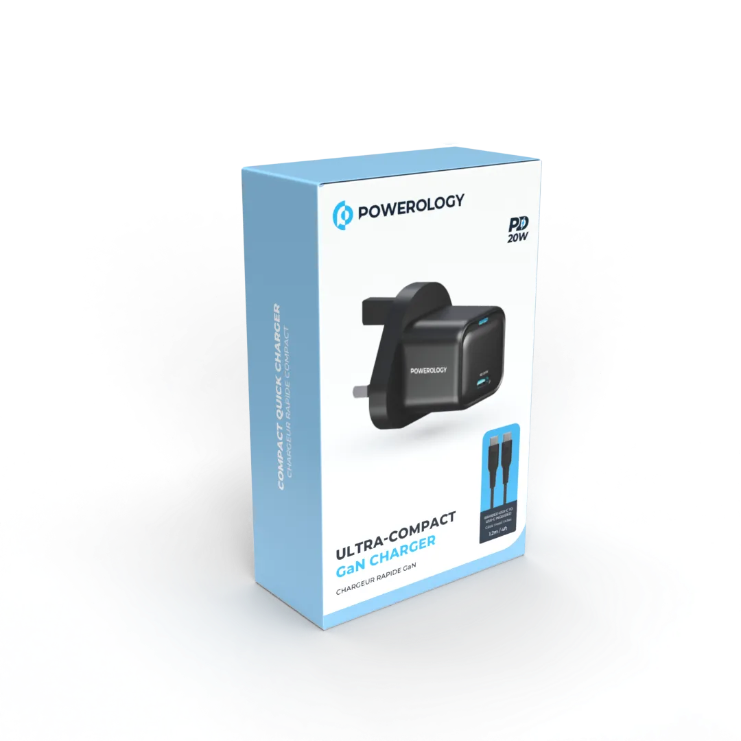 Ultra-Compact GaN Charger 20W USB-C with Braided Charging Cable – Fast Portable Power
