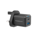 Powerology Super Compact Quick Charger + 1.2m USB-C Cable Black