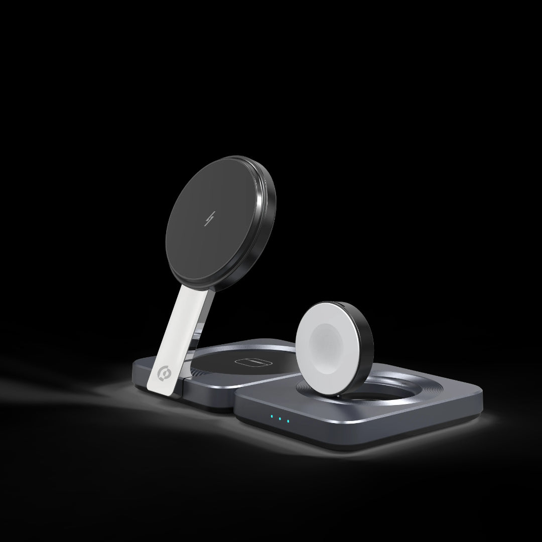 Foldable Wireless Charger – Powerology 3-in-1 Magnetic Charging Station With Active Cooling
