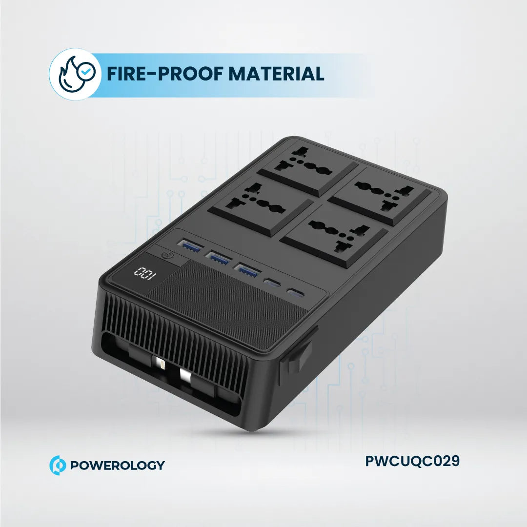 2500W Power Strip - Retractable Power Strip with USB Charging & Universal AC Sockets