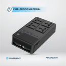 Powerology 2500W 4 AC Power Strip with Retractable Cables Black