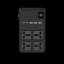 Powerology 2500W 4 AC Power Strip with Retractable Cables Black