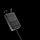 Powerology 2500W 4 AC Power Strip with Retractable Cables Black