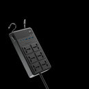 Powerology 2500W 6 AC Power Strip with Retractable Cables Black