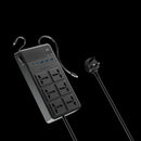 Powerology 2500W 6 AC Power Strip with Retractable Cables Black