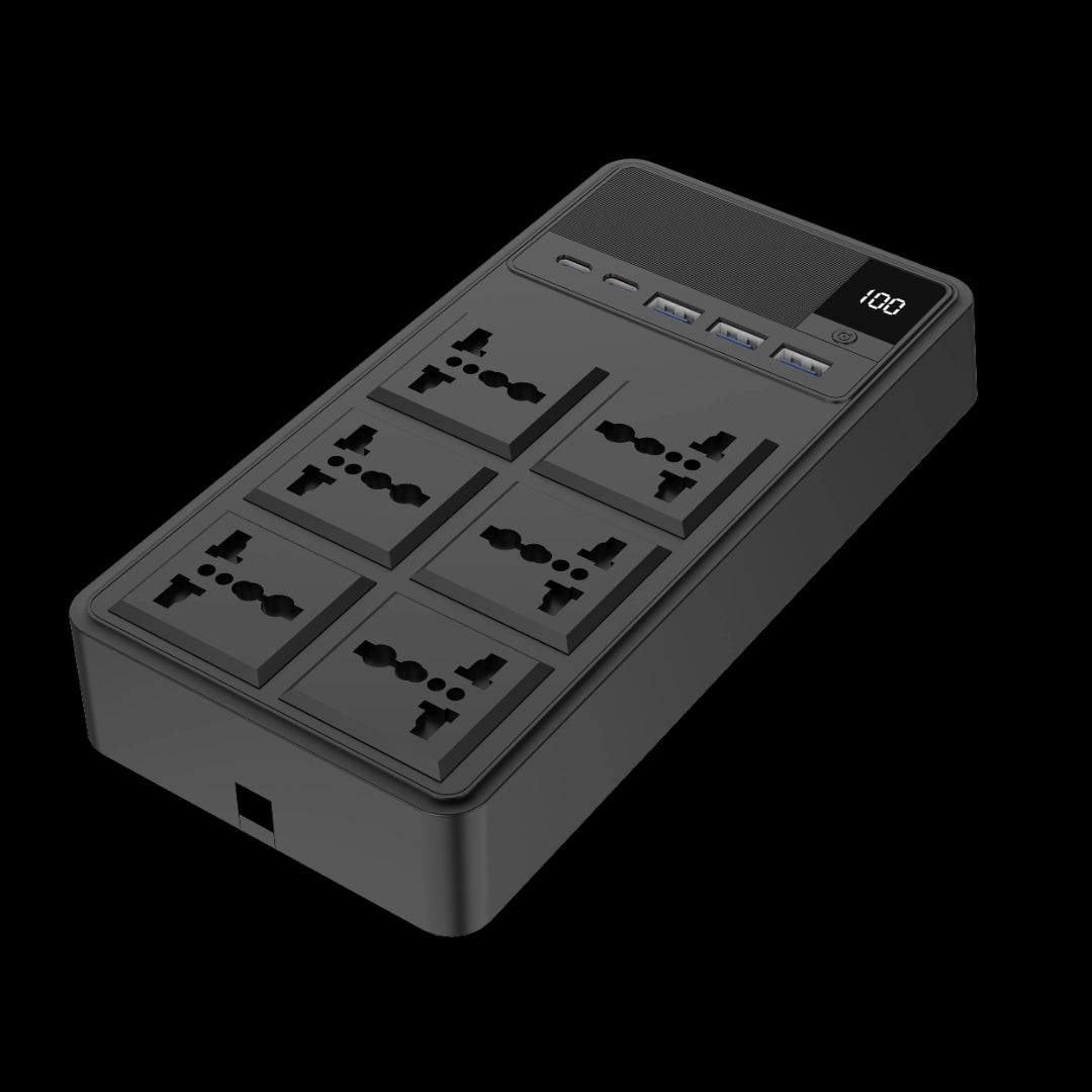 Power Strip Retractable Cables - Powerology 2500W 6 Outlet Surge Protector