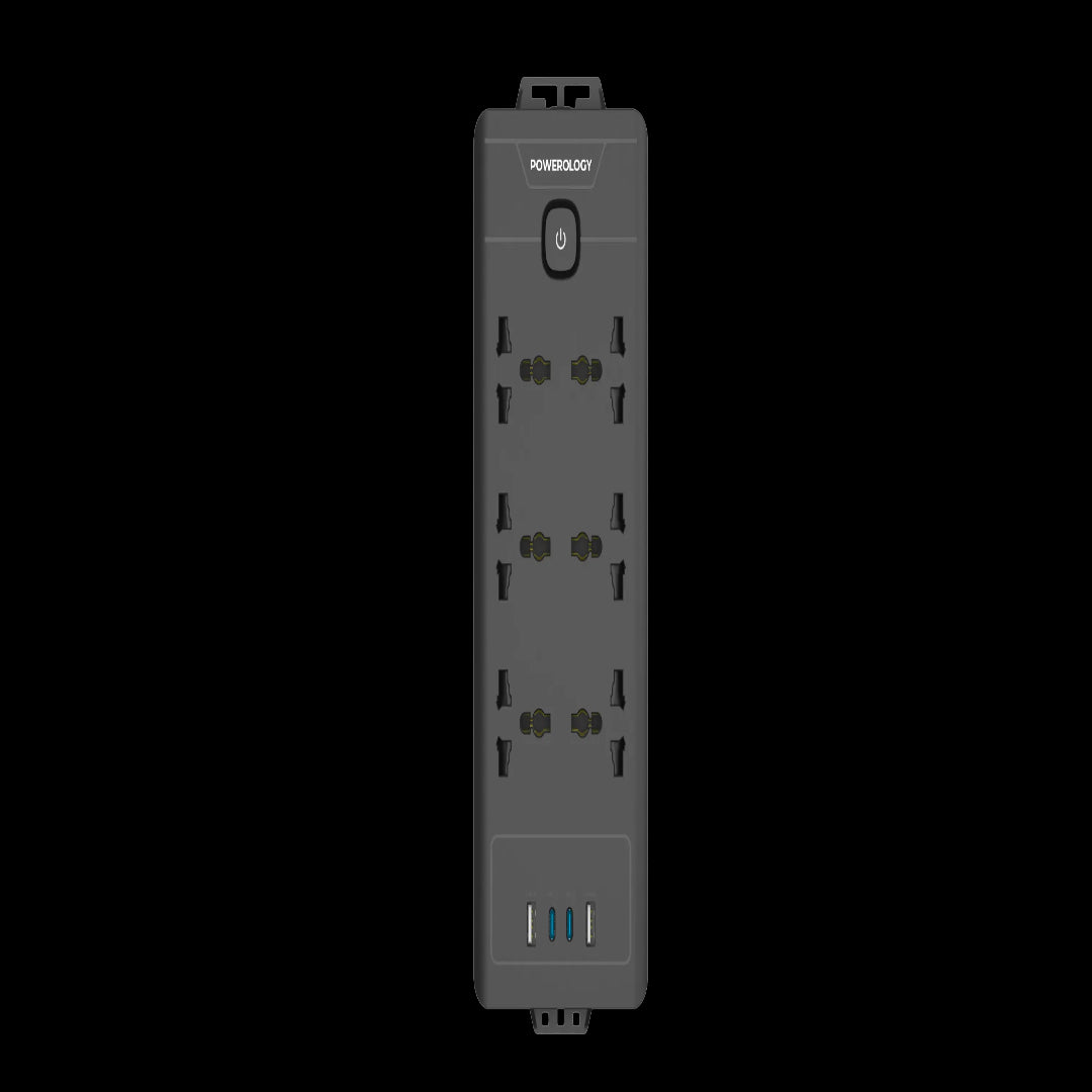 Power Strip With USB - Powerology 6 Outlet Fast Charging Station With Safety Switch