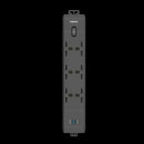 Powerology 6AC 2500W Power Strip with USB Fast Charging Black