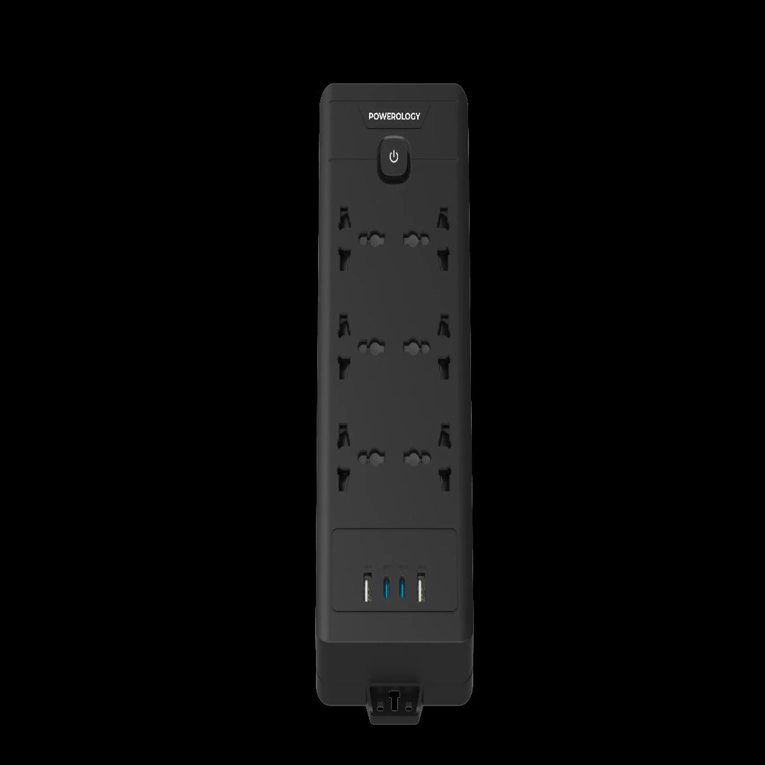 Power Strip With USB - Powerology 6 Outlet Fast Charging Station With Safety Switch