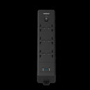 Powerology 6AC 2500W Power Strip with USB Fast Charging Black