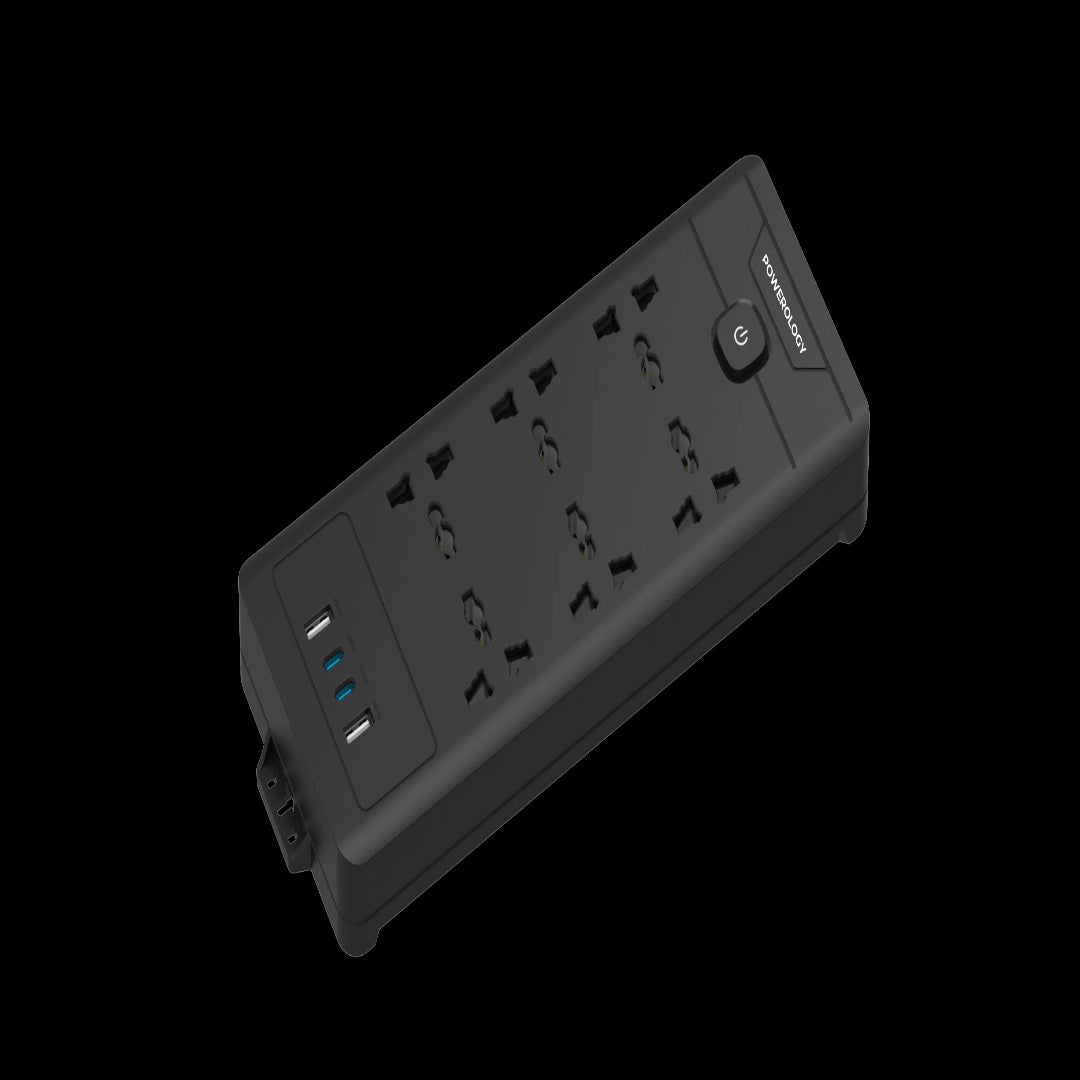 Power Strip With USB - Powerology 6 Outlet Fast Charging Station With Safety Switch