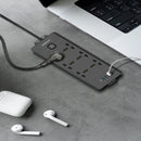 Powerology 6AC 2500W Power Strip with USB Fast Charging Black