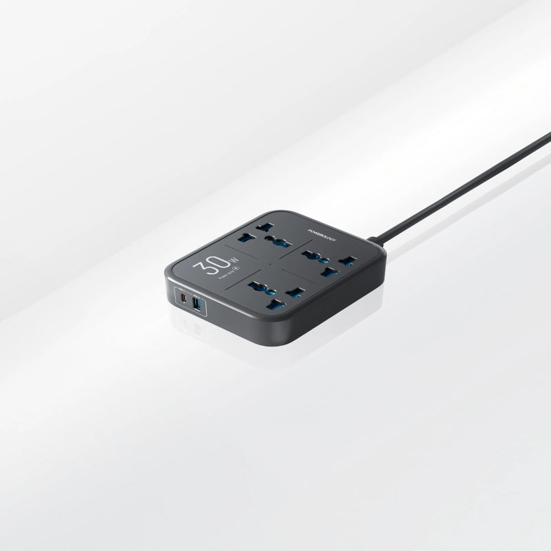 Powerology Power Strip 3250W with USB-C & USB-A Outputs Black