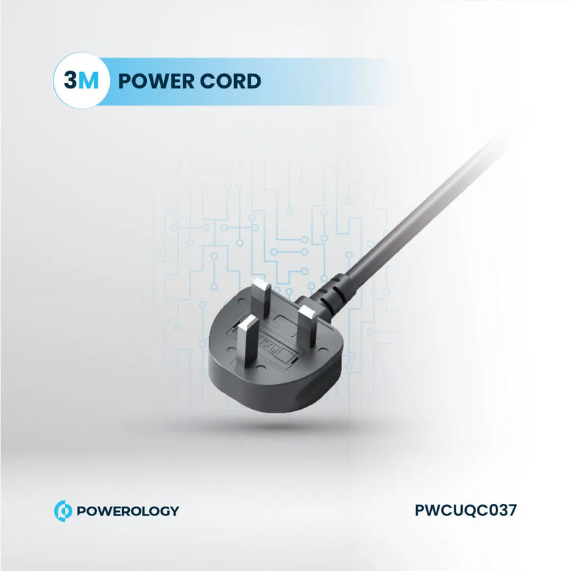 Powerology Power Strip 3250W with USB-C & USB-A Outputs Black