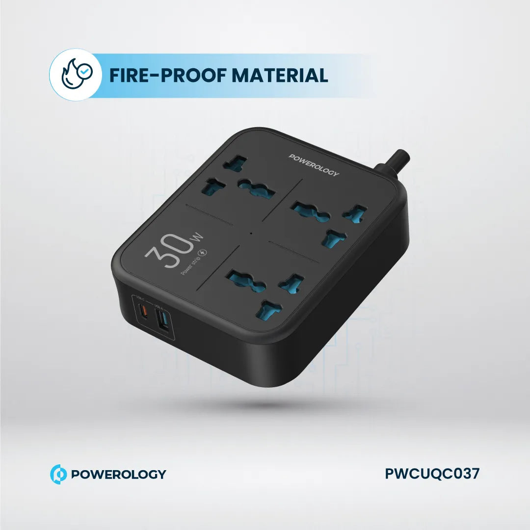 Power Strip 3250W - USB-C & USB-A Power Extension Lead With Built-In Fuse Protection