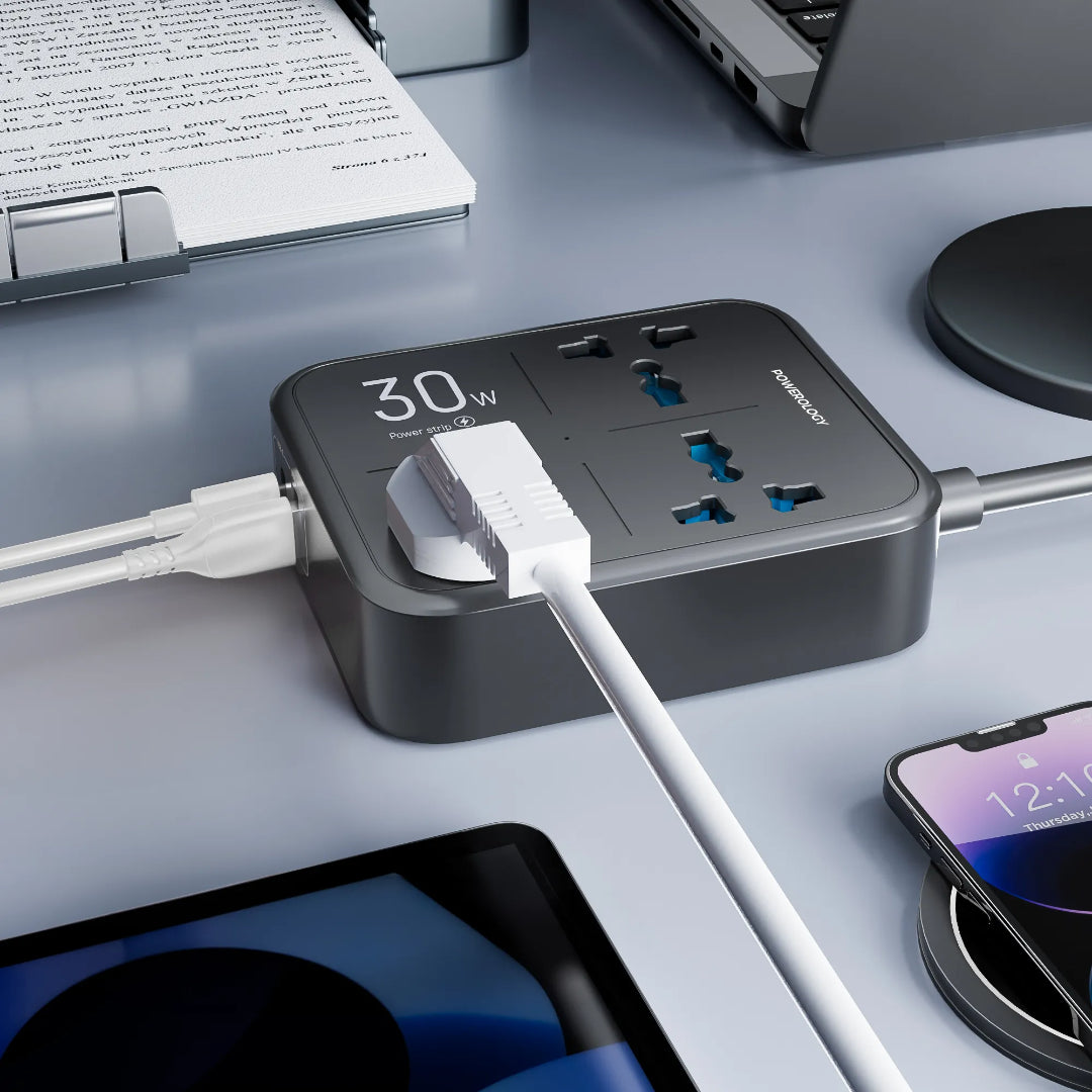Power Strip 3250W - USB-C & USB-A Power Extension Lead With Built-In Fuse Protection