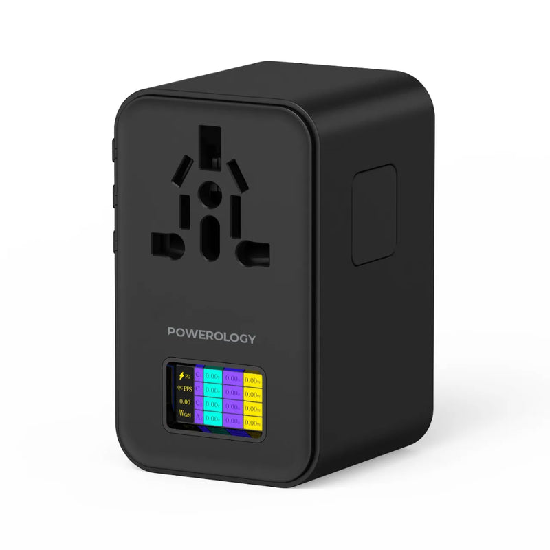 Powerology GaN 75W Universal Charger - Fast & Versatile Black