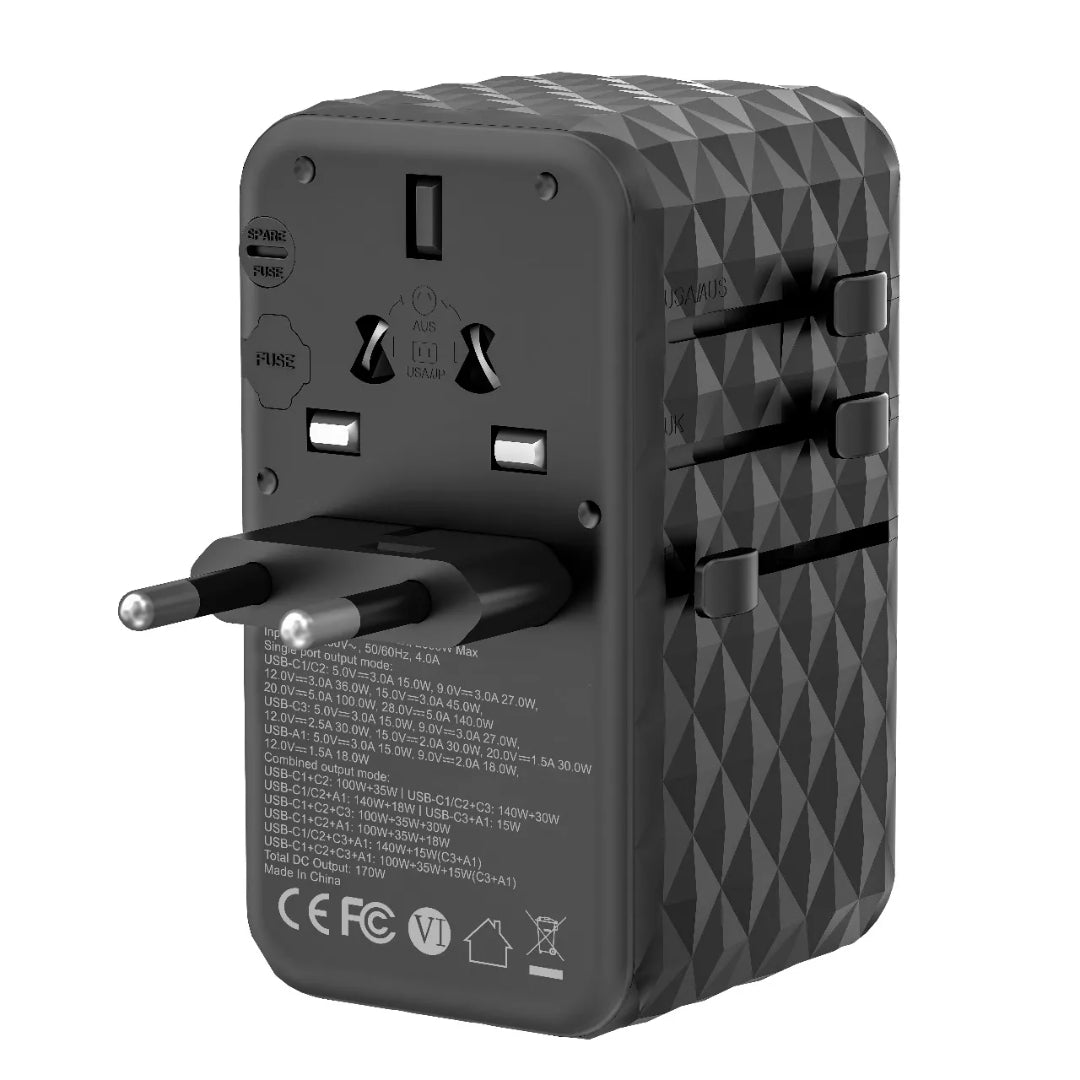 Universal Fast Charger - Powerology 4-Port USB-C & USB-A Compact Power Adapter