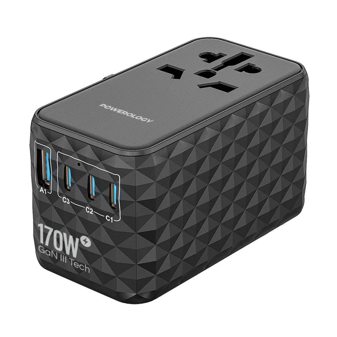 Universal Fast Charger - Powerology 4-Port USB-C & USB-A Compact Power Adapter