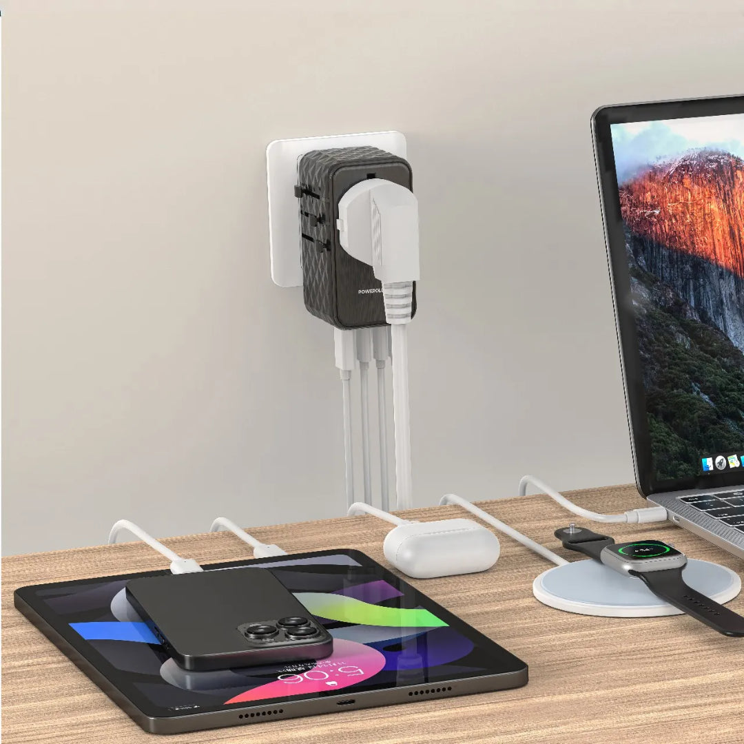 Universal Fast Charger - Powerology 4-Port USB-C & USB-A Compact Power Adapter