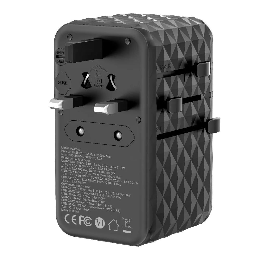 Universal Fast Charger - Powerology 4-Port USB-C & USB-A Compact Power Adapter