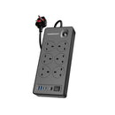 Powerology 6AC 2990W Power Strip with PD & QC USB Outputs Black